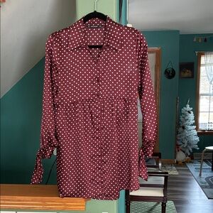Zara Maroon Polka Dot Shirt